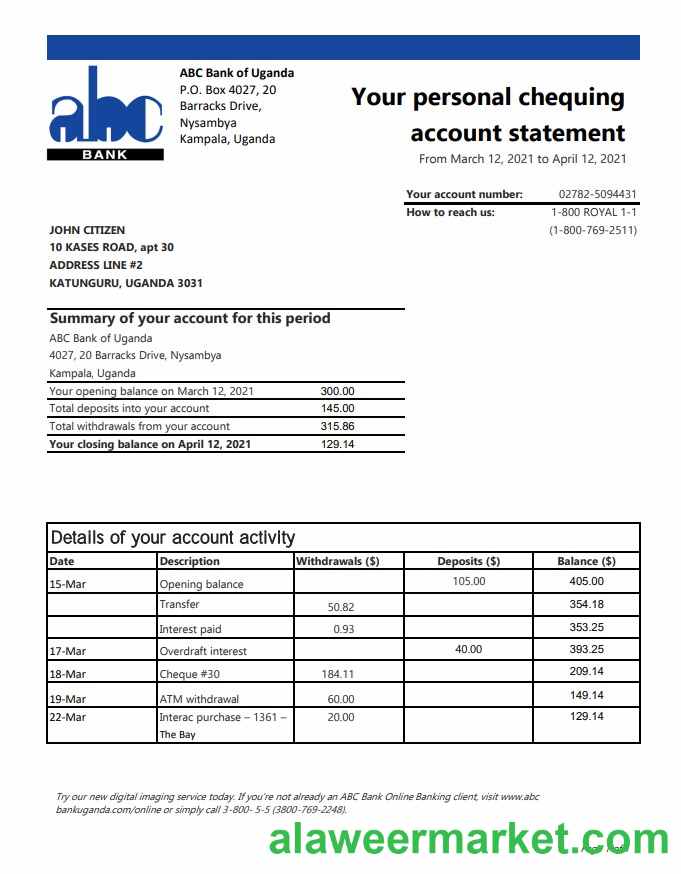 Uganda ABC Bank of Uganda excel pdf